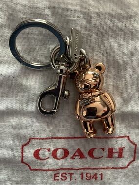 Coach Rose Gold Teddy Bear Charm Key Charm